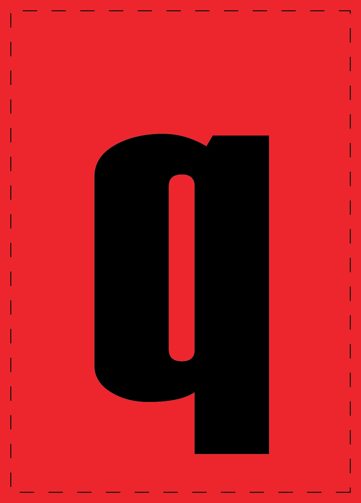 Lettre q autocollants de lettres et de chiffres, police noire sur fond rouge ES-BKPVC-Q-14