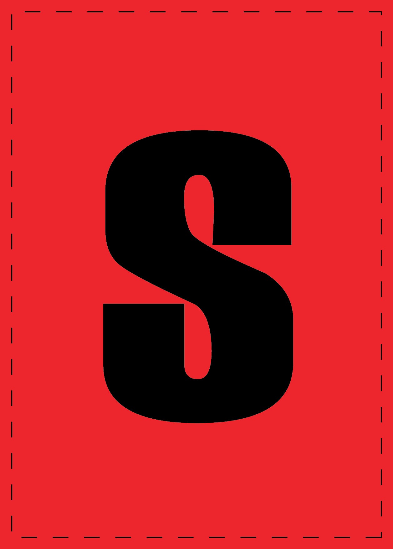 Lettre s autocollants de lettres et de chiffres, police noire sur fond rouge ES-BKPVC-S-14