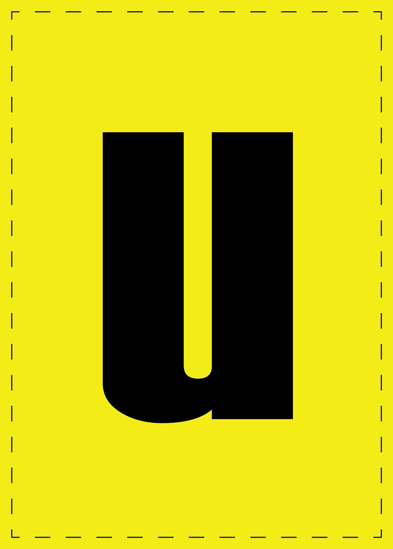 Lettre u autocollants de lettres et de chiffres, police noire sur fond jaune ES-BKPVC-U-3