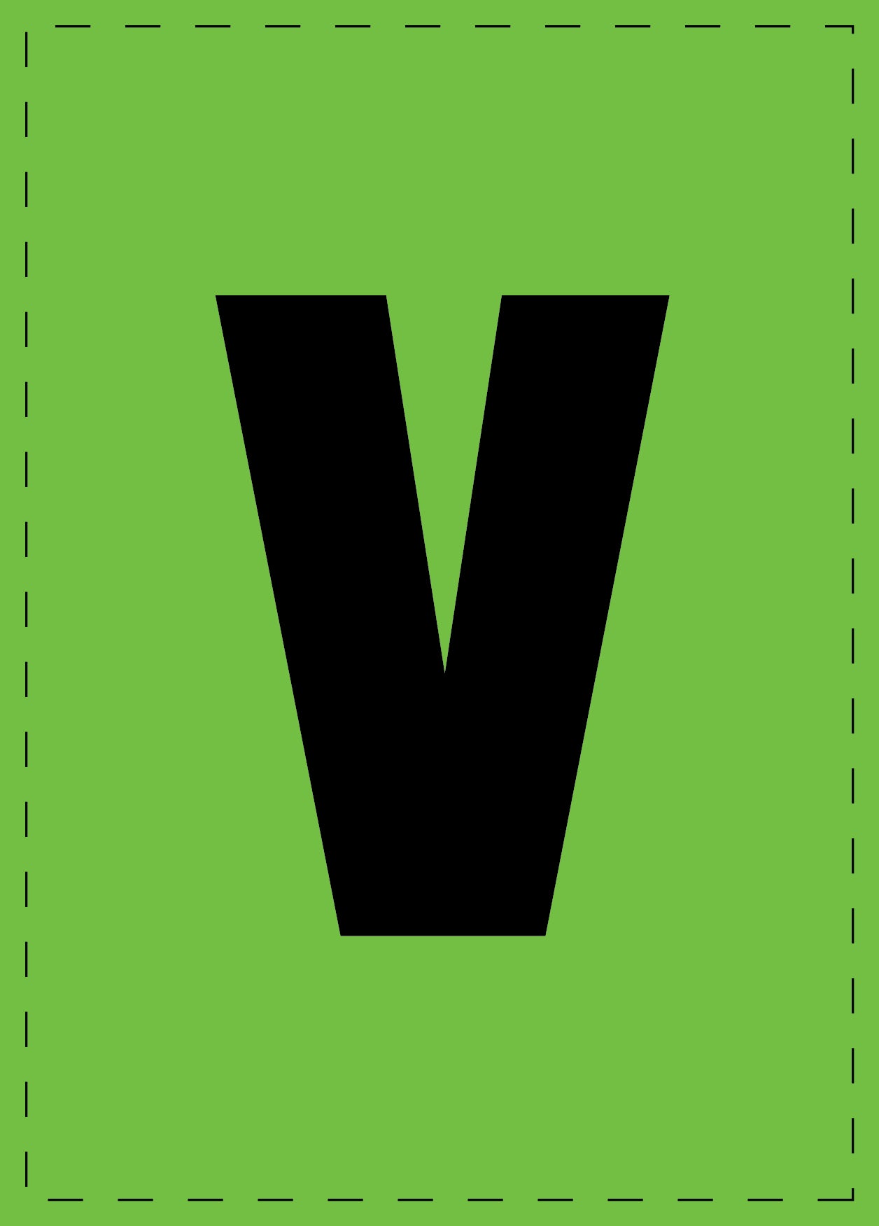 Lettre v autocollants de lettres et de chiffres, police noire sur fond vert ES-BKPVC-V-67