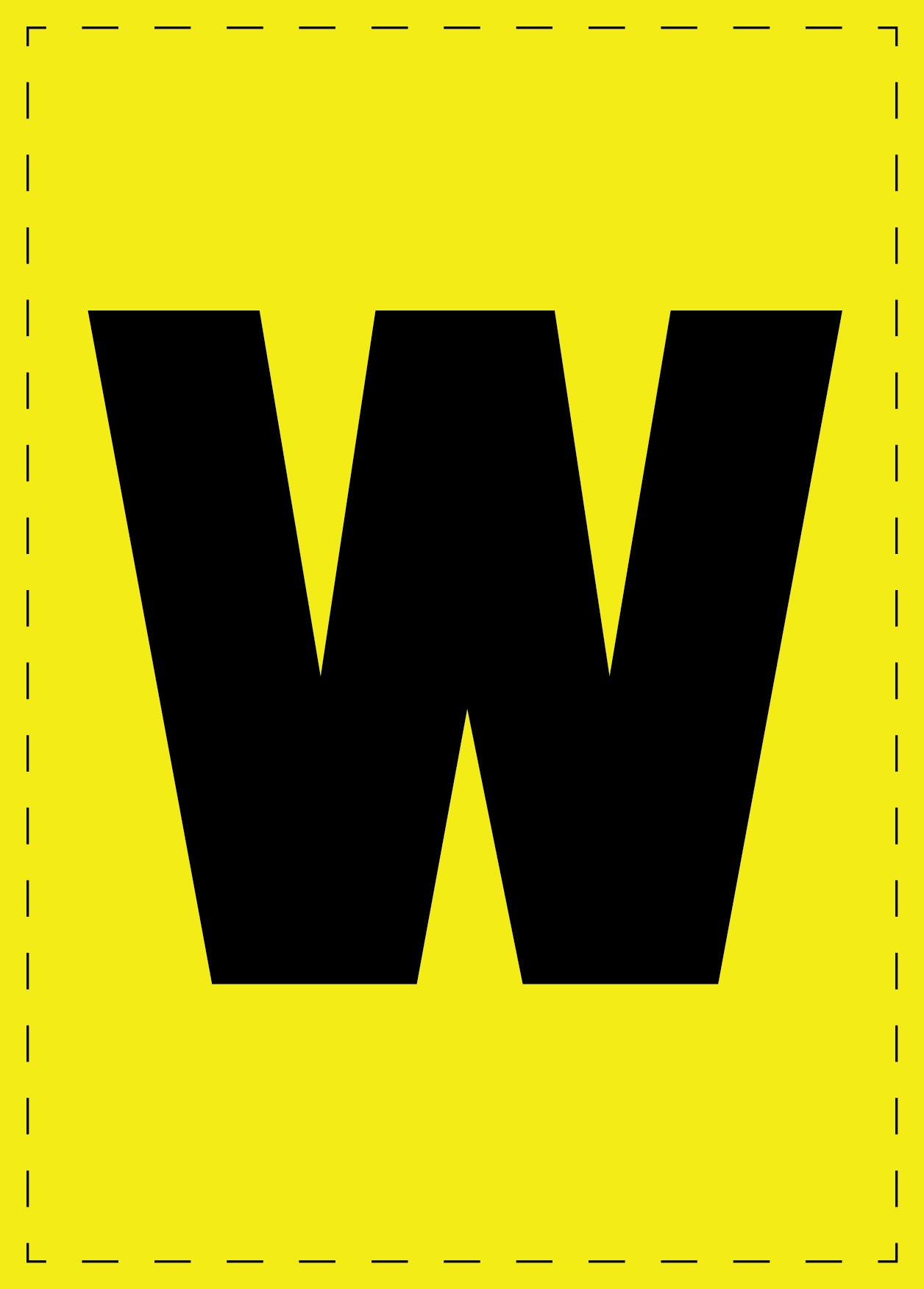 Lettre w autocollants de lettres et de chiffres, police noire sur fond jaune ES-BKPVC-W-3