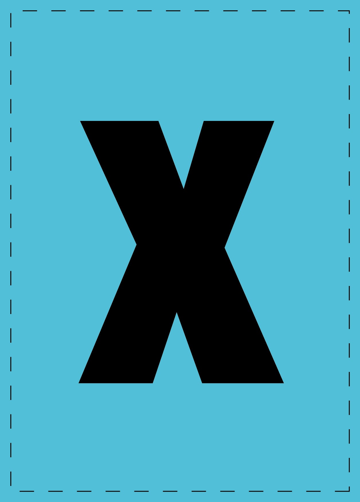 Lettre x autocollants de lettres et de chiffres, police noire sur fond bleu ES-BKPVC-X-50