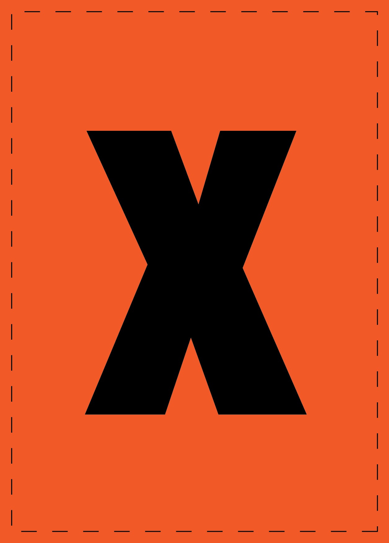 Lettre x autocollants de lettres et de chiffres, police noire sur fond orange ES-BKPVC-X-8