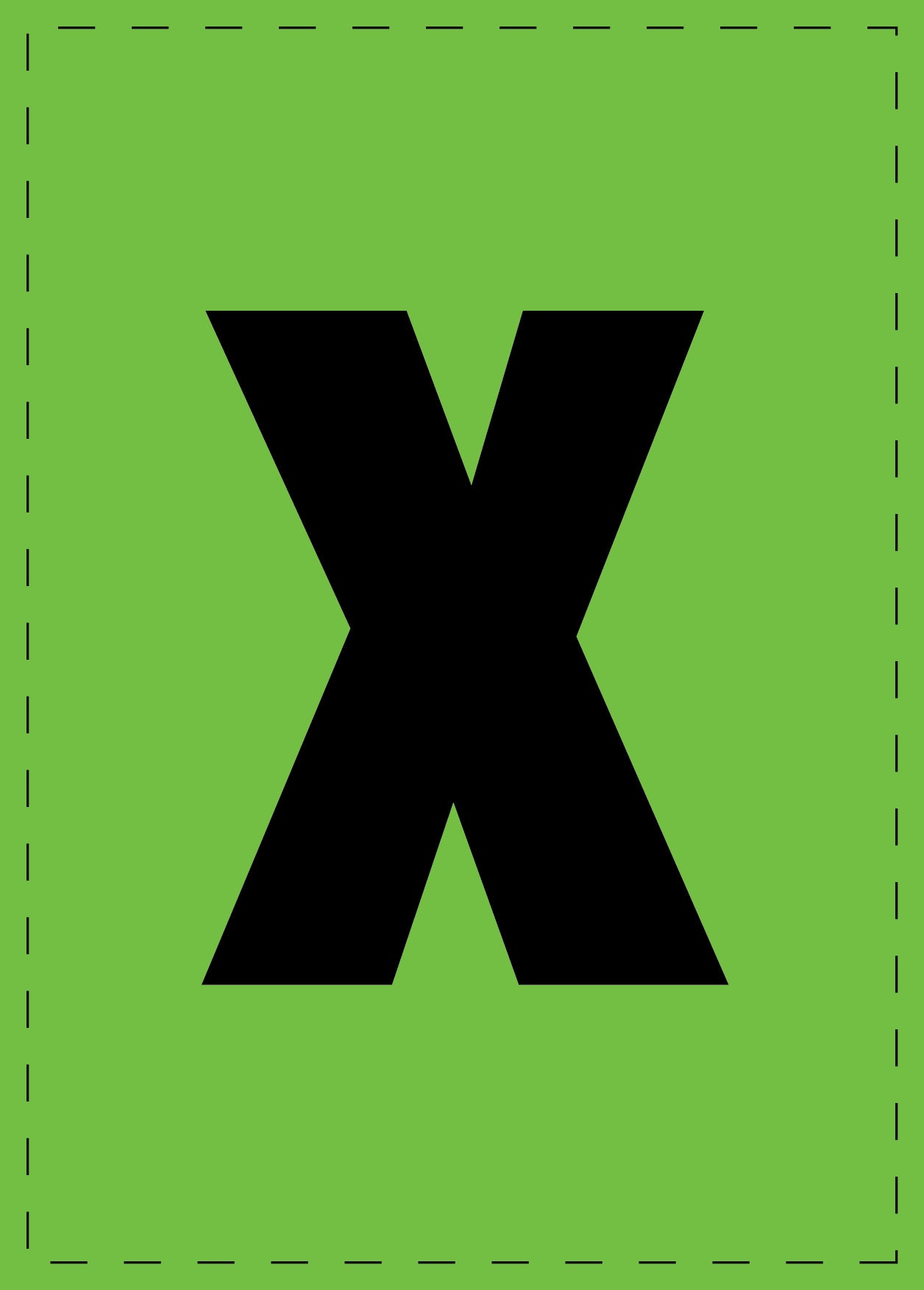 Lettre x autocollants de lettres et de chiffres, police noire sur fond vert ES-BKPVC-X-67