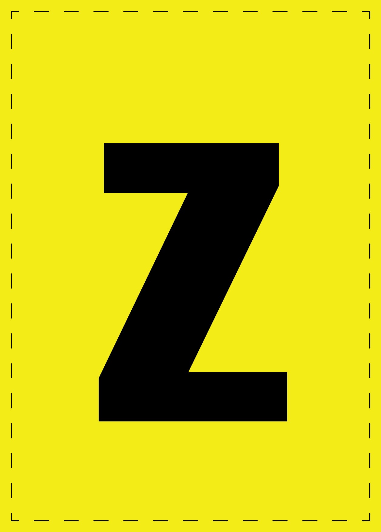Lettre z autocollants de lettres et de chiffres, police noire sur fond jaune ES-BKPVC-Z-3