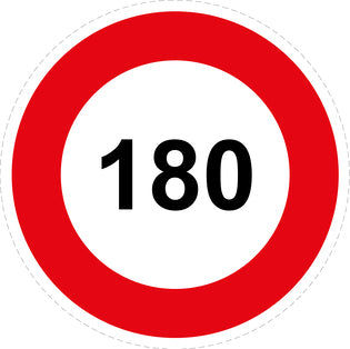 Autocollant de vitesse pour pneus "180 avec bordure rouge" F-CAR1000-180
