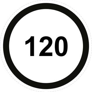 Autocollant de vitesse pour pneus "120 avec bordure noir" F-CAR1500-120