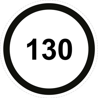 Autocollant de vitesse pour pneus "130 avec bordure noir" F-CAR1500-130