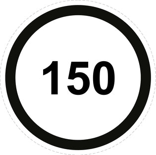 Autocollant de vitesse pour pneus "150 avec bordure noir" F-CAR1500-150