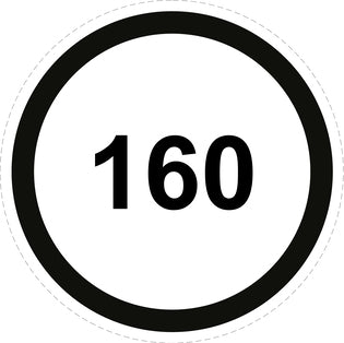 Autocollant de vitesse pour pneus "160 avec bordure noir" F-CAR1500-160