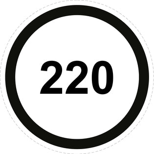 Autocollant de vitesse pour pneus "220 avec bordure noir" F-CAR1500-220