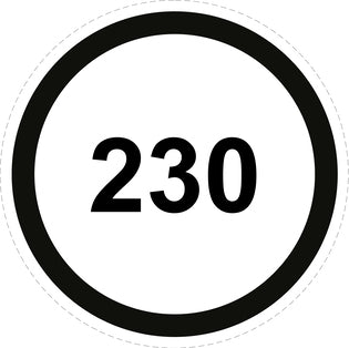 Autocollant de vitesse pour pneus "230 avec bordure noir" F-CAR1500-230