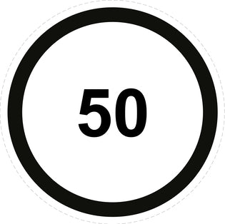 Autocollant de vitesse pour pneus "50 avec bordure noir" F-CAR1500-50