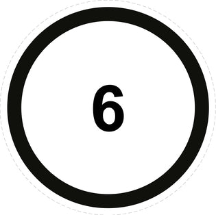 Autocollant de vitesse pour pneus "6 avec bordure noir" F-CAR1500-6