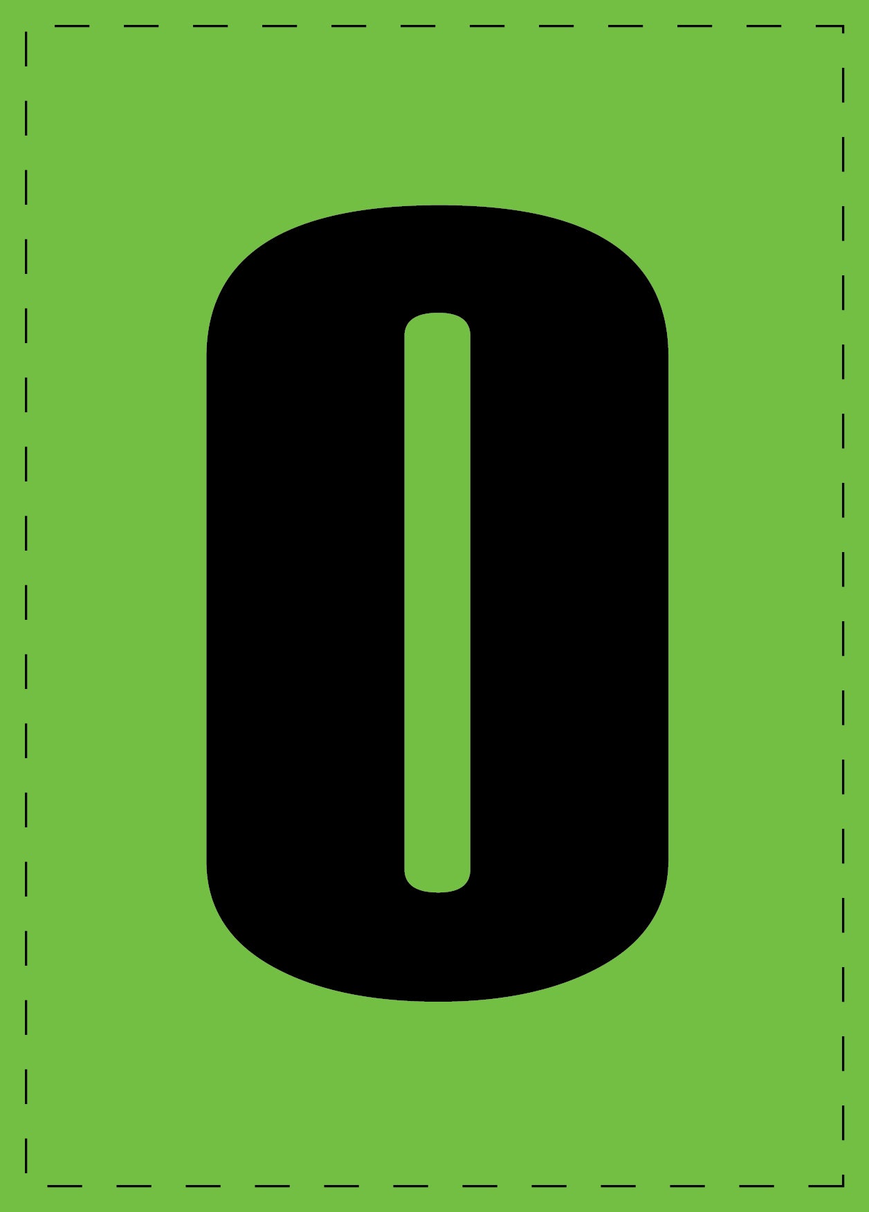 Lettre 0 autocollants de lettres et de chiffres, police noire sur fond vert ES-NPVC-0-67