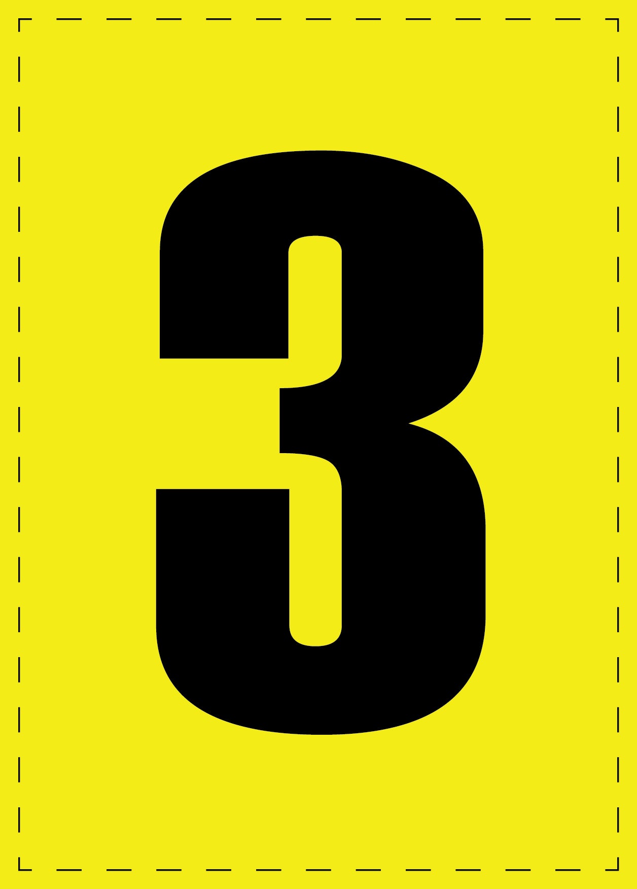 Lettre 3 autocollants de lettres et de chiffres, police noire sur fond jaune ES-NPVC-3-3
