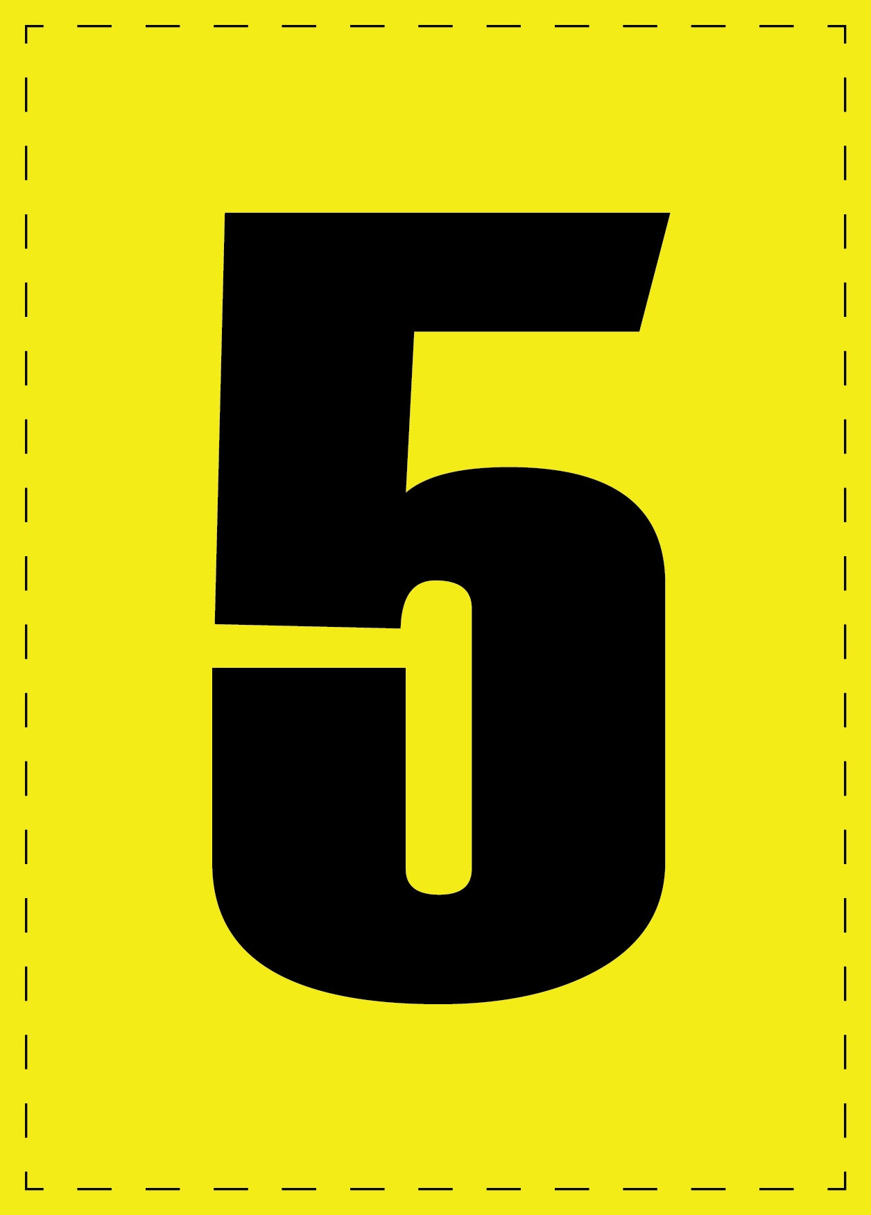 Lettre 5 autocollants de lettres et de chiffres, police noire sur fond jaune ES-NPVC-5-3
