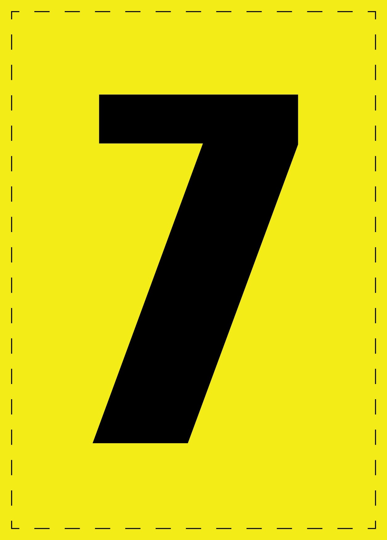 Lettre 7 autocollants de lettres et de chiffres, police noire sur fond jaune ES-NPVC-7-3