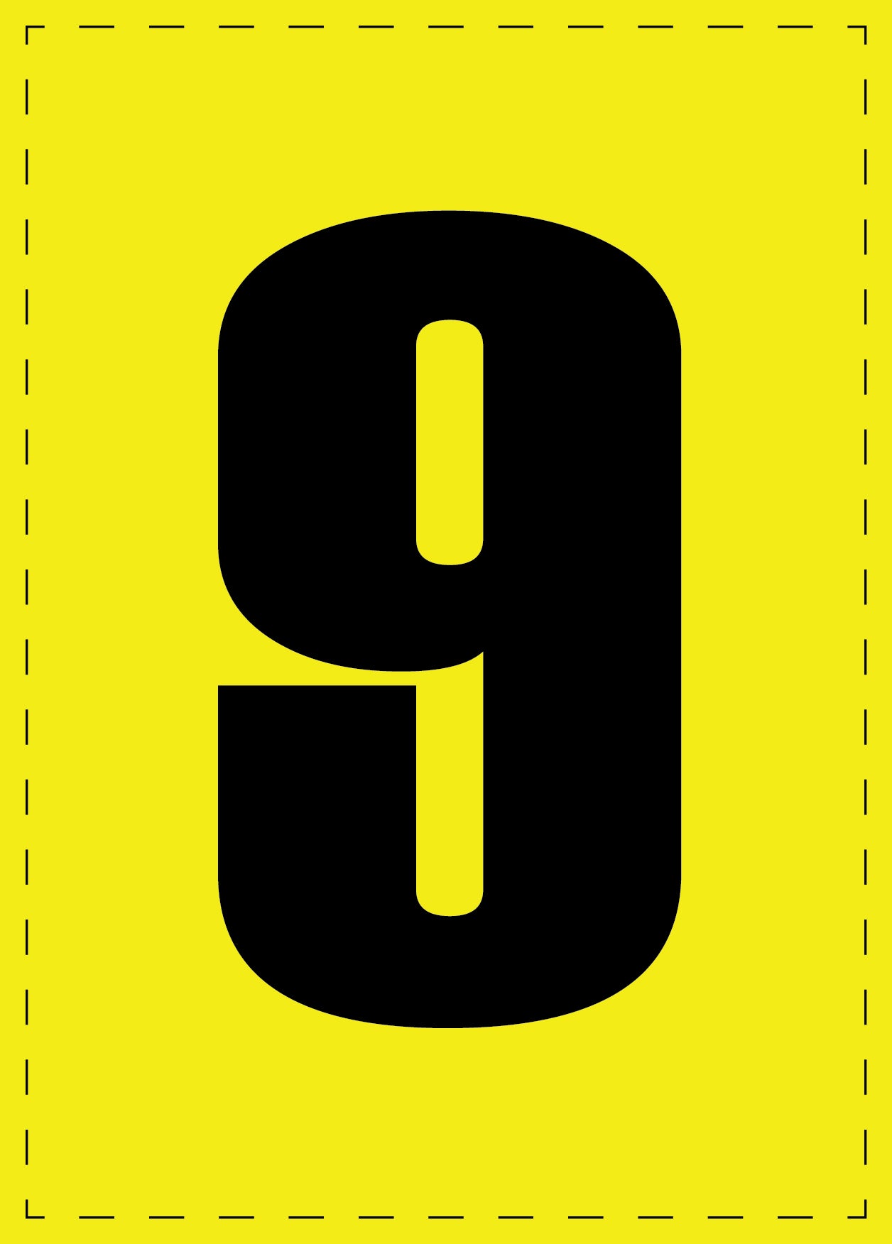 Lettre 9 autocollants de lettres et de chiffres, police noire sur fond jaune ES-NPVC-9-3