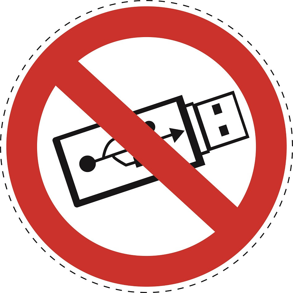 Autocollant d'interdiction "Ne pas utiliser de clé USB" en plastique PVC, ES-SI20400