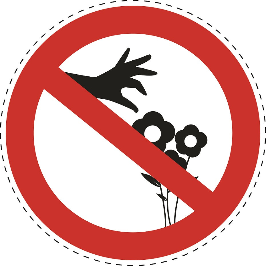 Autocollant d'interdiction "Interdit de cueillir des fleurs" en plastique PVC, ES-SI22700