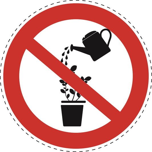 Autocollant d'interdiction "Interdit d'arroser les plantes" en plastique PVC, ES-SI22800