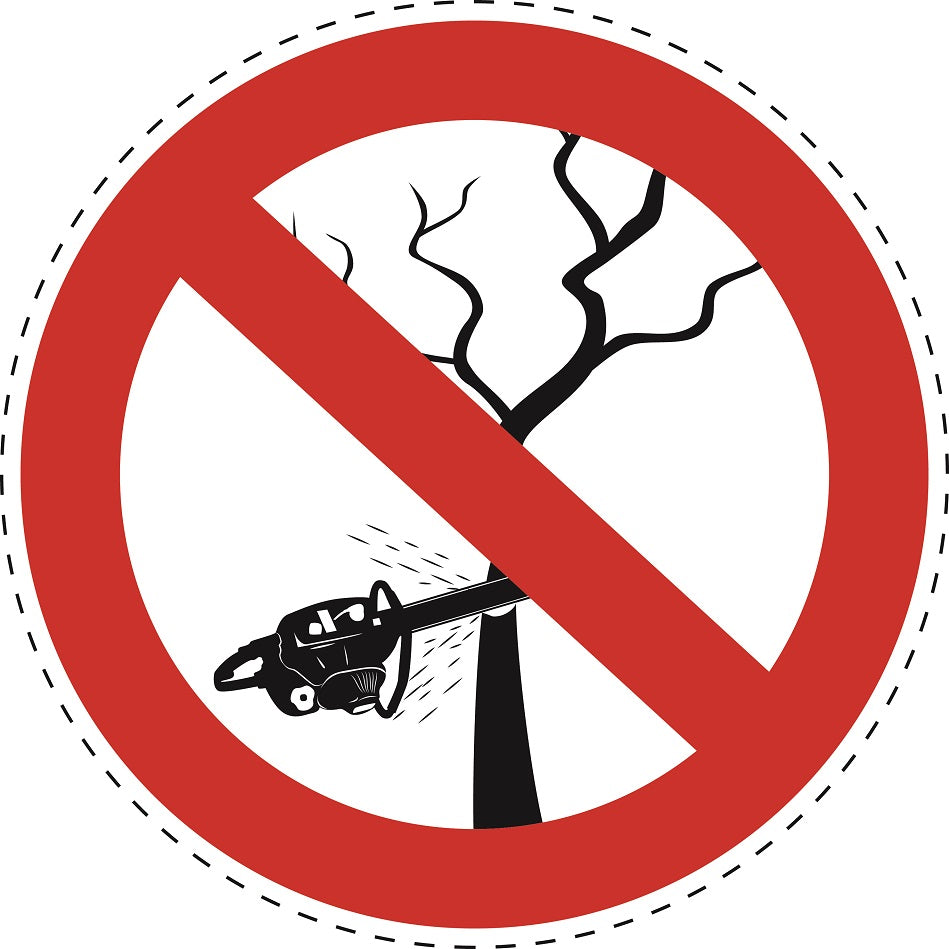 Autocollant d'interdiction "Interdit d'abattre des arbres" en plastique PVC, ES-SI22900