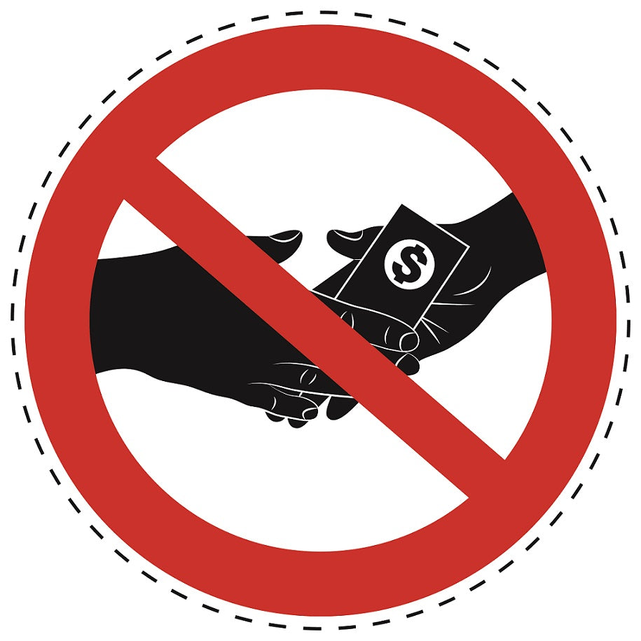 Autocollant d'interdiction "Pas de corruption" en plastique  PVC, ES-SI24400