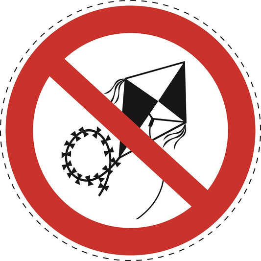 Autocollant d'interdiction "Pas de cerf-volant en vol" en plastique PVC, ES-SI25300