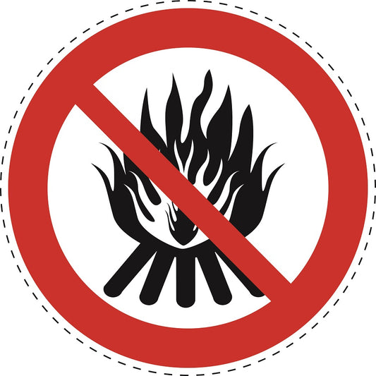 Autocollant d'interdiction "Pas de feu" en plastique PVC, ES-SI25500