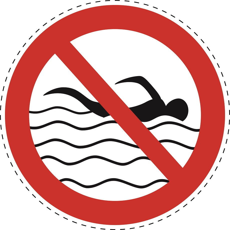Autocollant d'interdiction "La baignade n'est pas autorisée" en plastique PVC, ES-SI25600