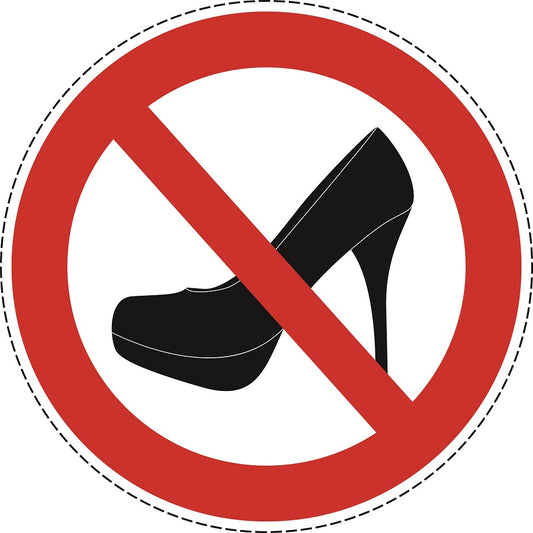 Autocollant d'interdiction "Pas de talons hauts" en plastiquePVC, ES-SI28000