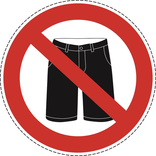 Autocollant d'interdiction "Pas de shorts autorisés" en plastique  PVC, ES-SI28300