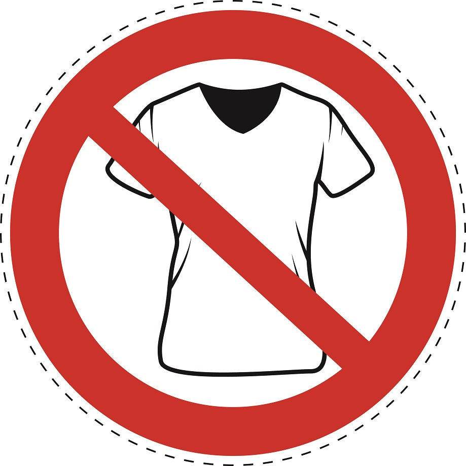 Autocollant d'interdiction "Pas de chemises autorisées" en plastique  PVC, ES-SI28400