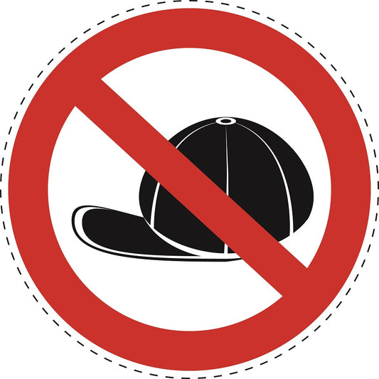 Autocollant d'interdiction "Pas de chapeaux autorisés" en plastique PVC, ES-SI28500