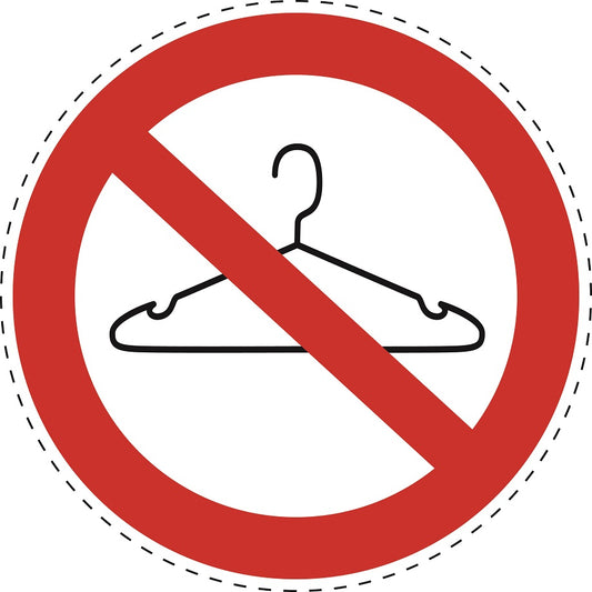Autocollant d'interdiction "Pas de cintres en fil autorisés" en plastique PVC, ES-SI28600