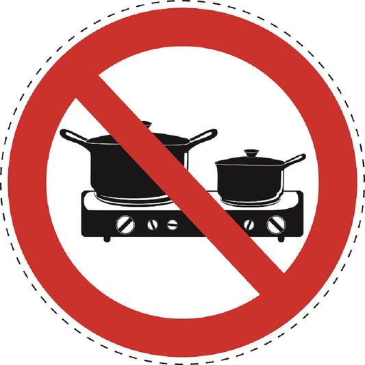 Autocollant d'interdiction "Pas de cuisson autorisée" en plastique PVC, ES-SI29200