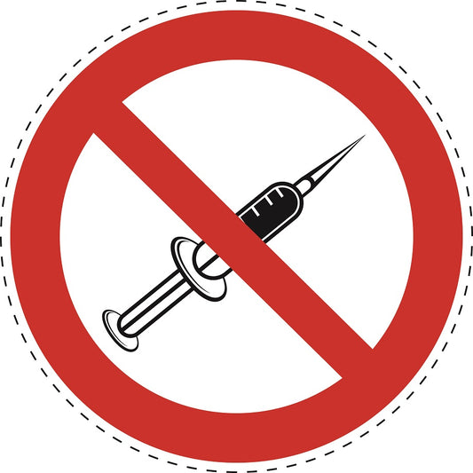 Autocollant d'interdiction "Vaccins interdits" en plastique  PVC, ES-SI29400