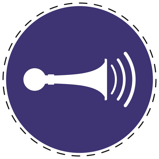 Autocollants obligatoires "Émettez un signal acoustique; klaxonner" en plastique PVC, ES-SIM048