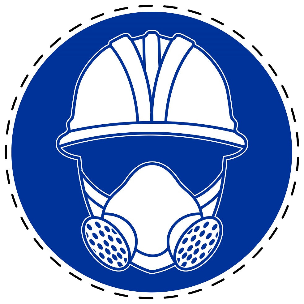Autocollants obligatoires "Interdction Portez une protection respiratoire, de la tête et du visage" en plastique PVC, ES-SIM1430