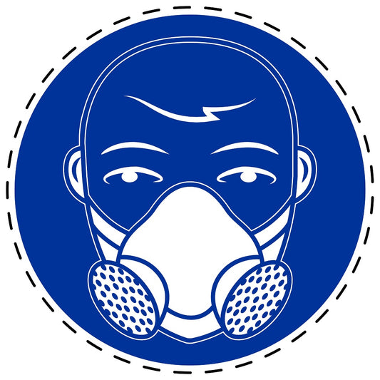 Autocollants obligatoires "Draag ademhalingsbescherming: Portez une protection respiratoire" en plastique PVC, ES-SIM1500