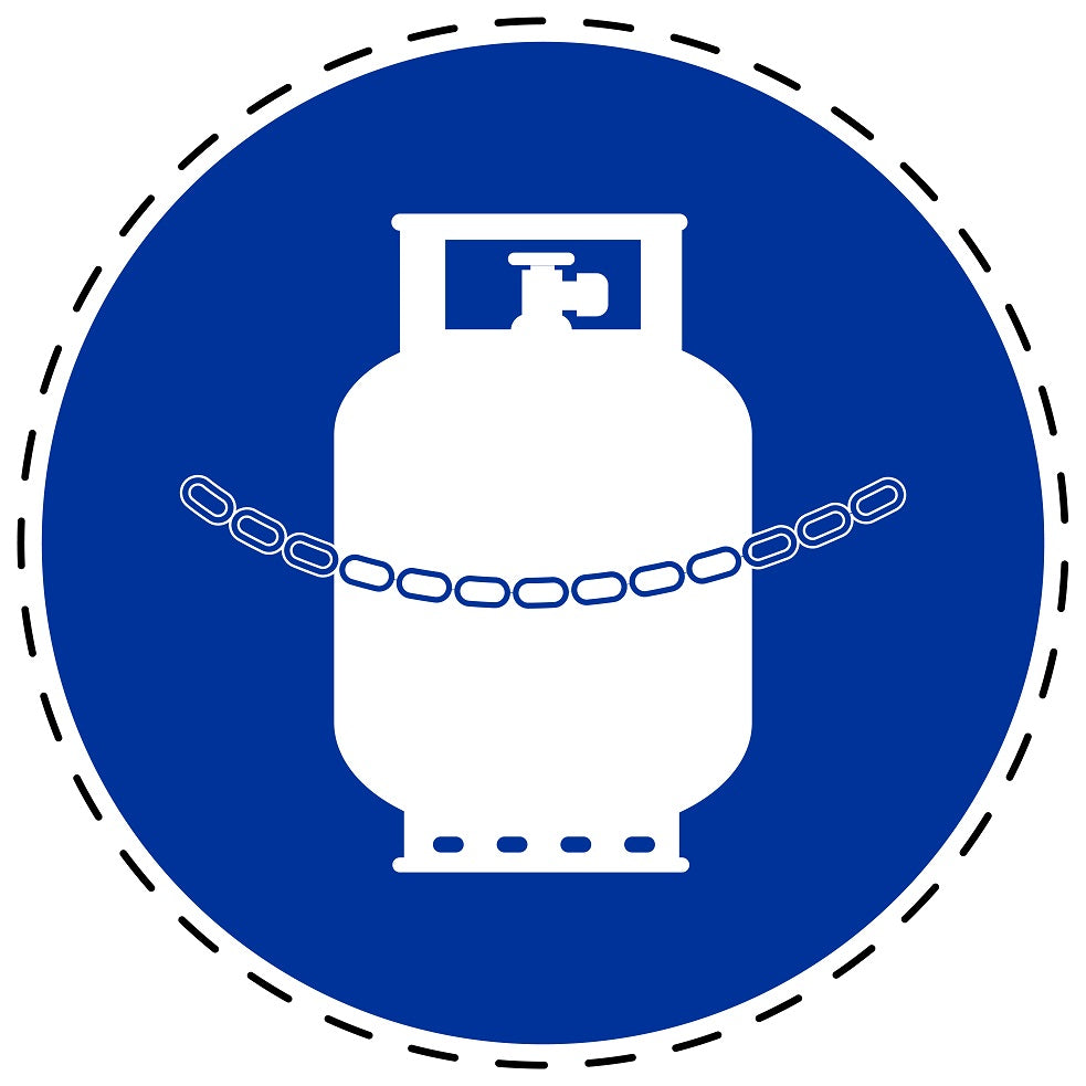 Autocollants obligatoires " Gasflessen met ketting: Bouteilles de gaz avec chaîne" en plastique PVC, ES-SIM1610