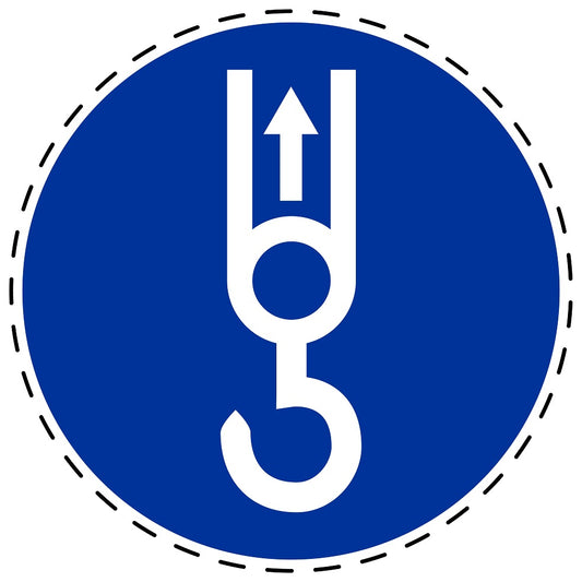 Autocollants obligatoires "Hijspuntsymbool: Symbole de point de levage" en plastique PVC, ES-SIM1690