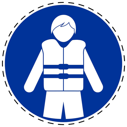 Autocollants obligatoires "Utilisez un gilet de sauvetage" en plastique PVC, ES-SIM1950