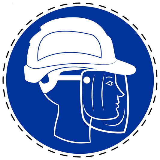 Autocollants obligatoires "Portez un casque et une protection faciale" en plastique PVC, ES-SIM1960