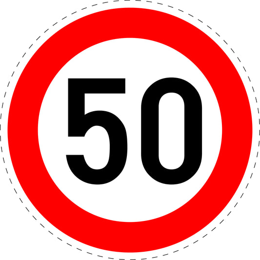 1 pièce panneau de signalisation "Limite de vitesse maximale 50 km/h" – 2-15 cm – F-VERK-274-55