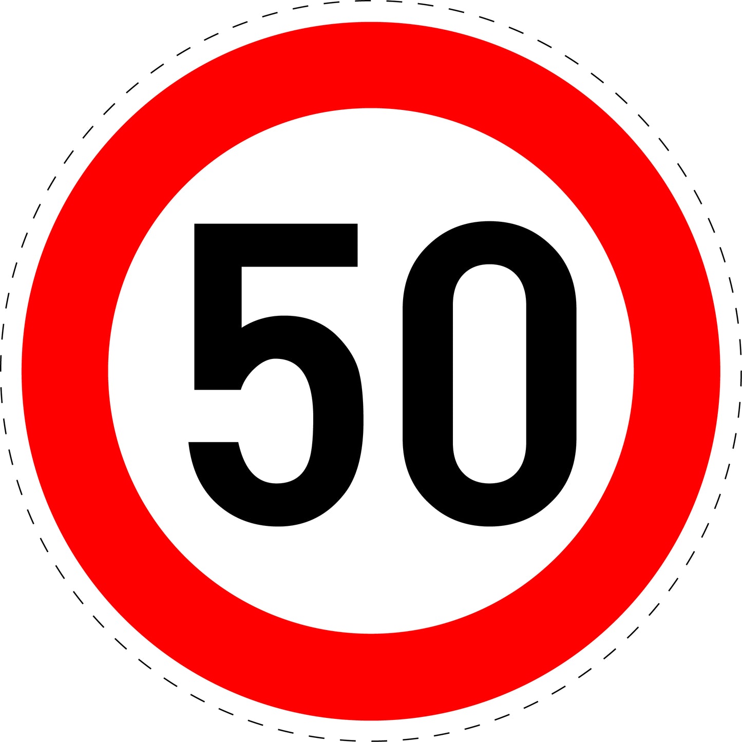 1 pièce panneau de signalisation "Limite de vitesse maximale 50 km/h" – 20-70 cm – F-VERK-274-55
