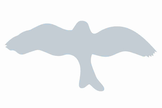 Autocollant de protection pour oiseaux 10–50 cm ES-VOG-30-SIM, argent mat, en plastique résistant aux intempéries.