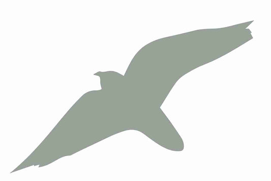 Autocollant de protection pour oiseaux 10–50 cm ES-VOG-40-91, couleur gris clair, en plastique résistant aux intempéries.