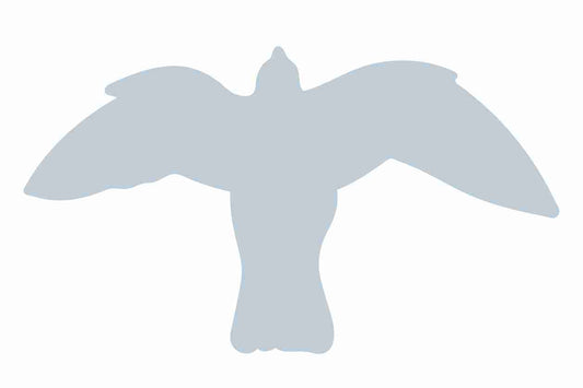Autocollant de protection pour oiseaux 10–50 cm ES-VOG-50-SIG, argent brillant, en plastique résistant aux intempéries.